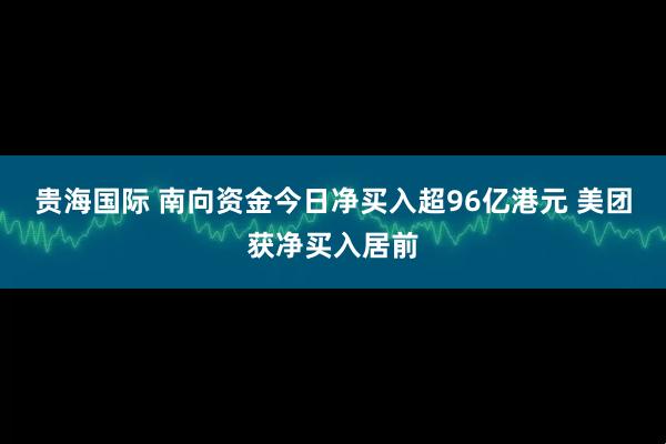 贵海国际 南向资金今日净买入超96亿港元 美团获净买入居前