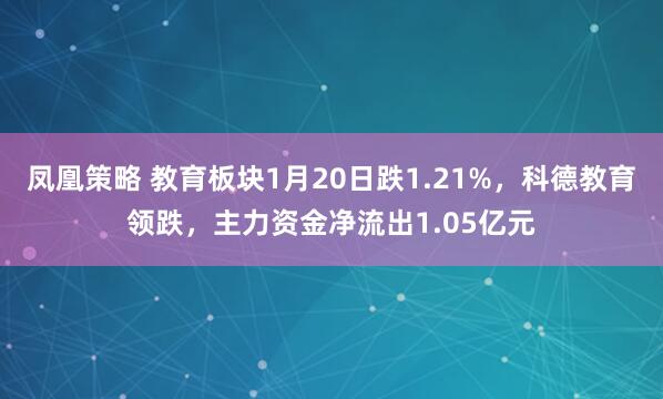 凤凰策略 教育板块1月20日跌1.21%，科德教育领跌，主力资金净流出1.05亿元
